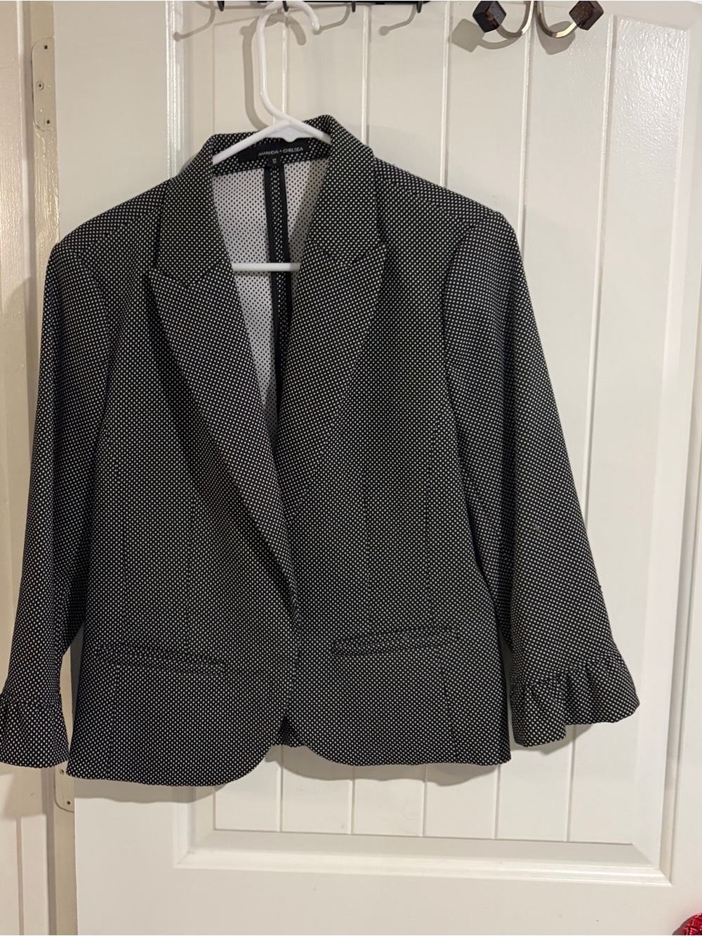 Amanda & Chelsea Black and White Polka Dot Peplum Blazer